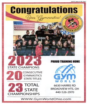 Gazette Newspaper cover featuring Gym-World